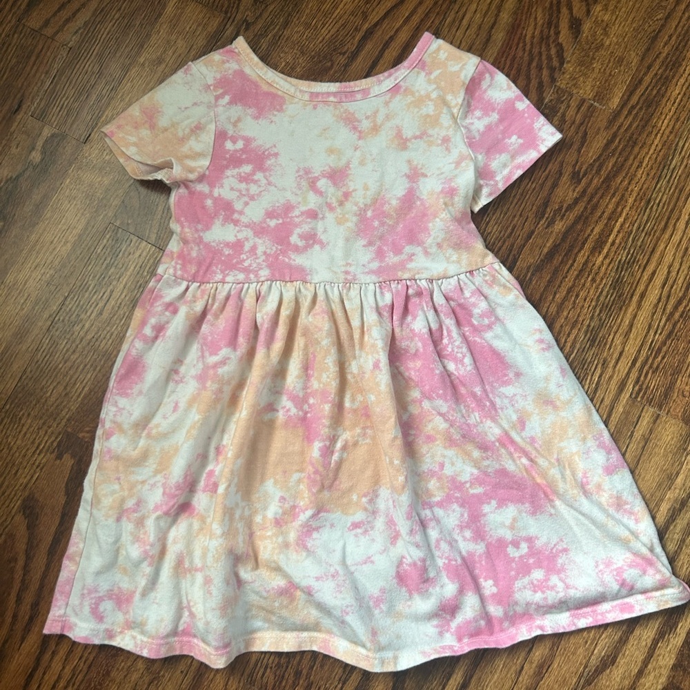 Cat & Jack Pink and Orange Tie-Dye Kids Dress 5T